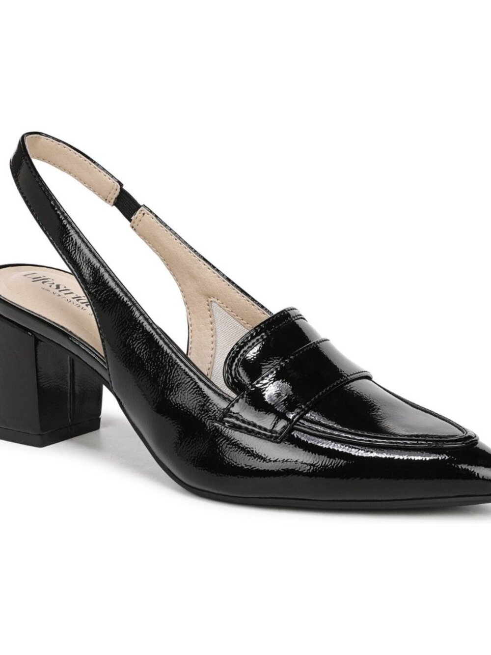 LifeStride Angel Black Patent Slingback Loafer Pumps Block Heel Women’s Size 9 - Picture 10 of 11